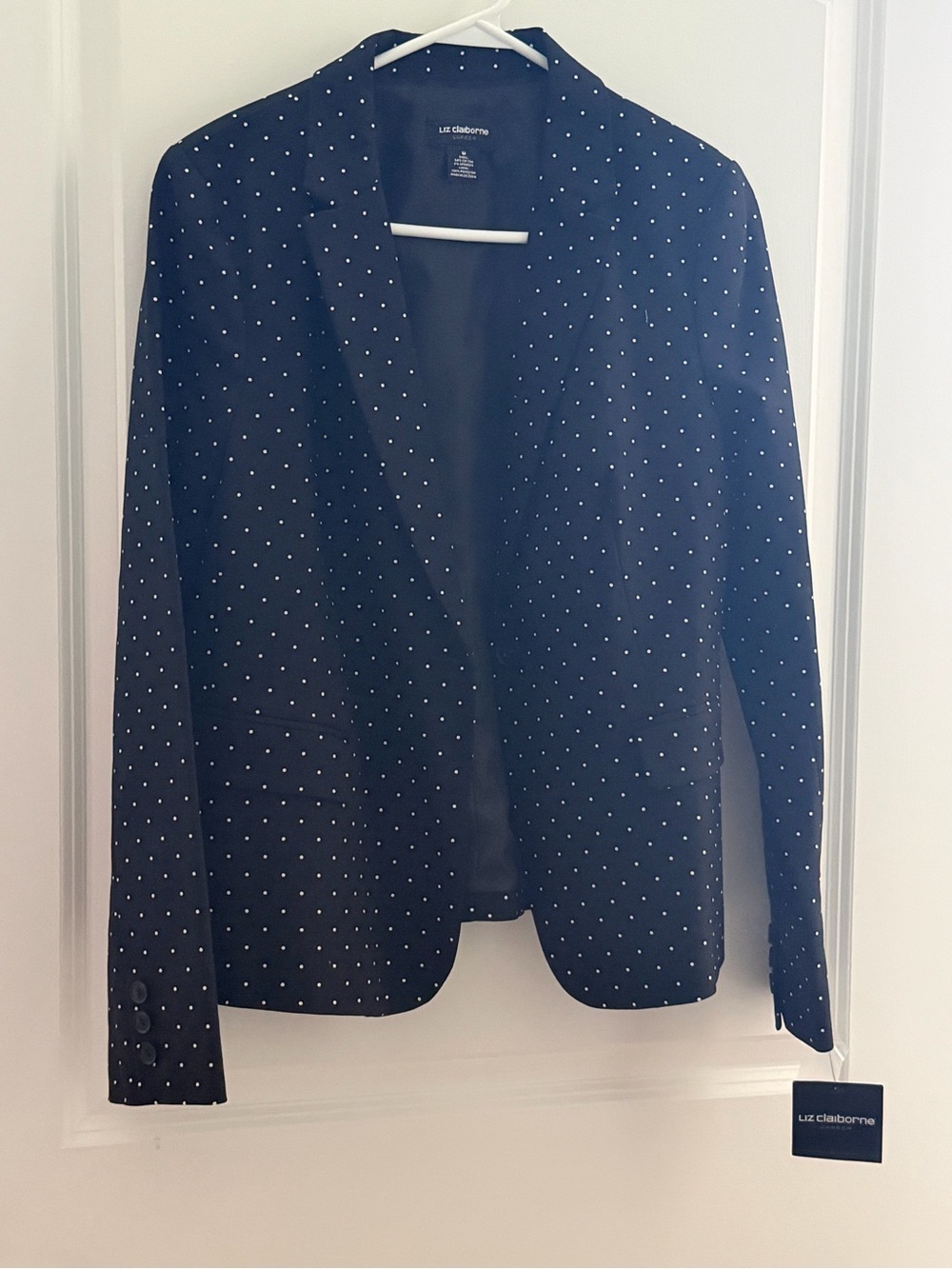 Liz Claiborne Black Blazer with White Polka Dots Skirt Set